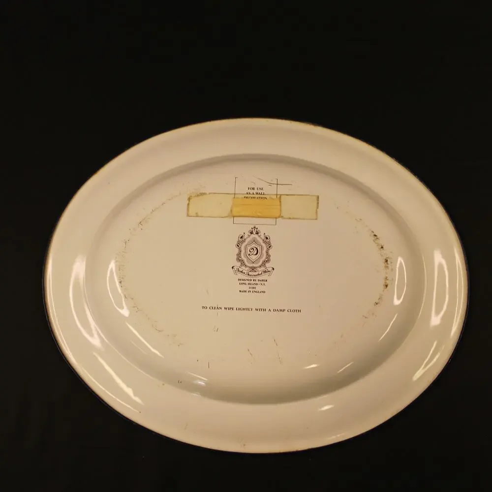 Vintage Daher Decorated Ware Blue Willow Tin Oval Serving Plate Wall Plate 13